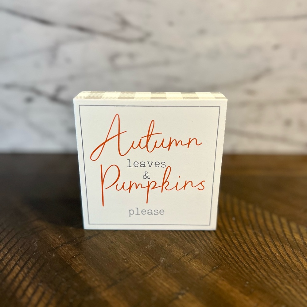Autumn Leaves & Pumpkins Please Tiered Tray Fall Decor Sign